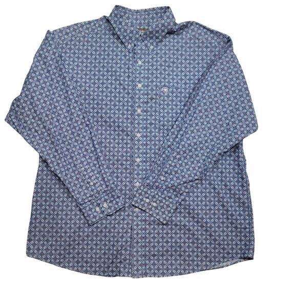Ariat Mens Button Down Shirt Orange Blue White XXL - Picture 1 of 8